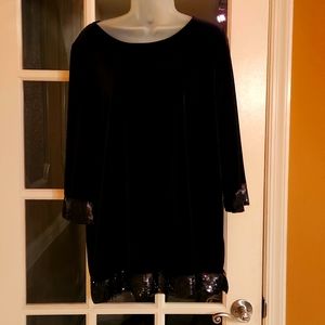 Chico's Black Velvet Sequin Trimmed Tunic Top